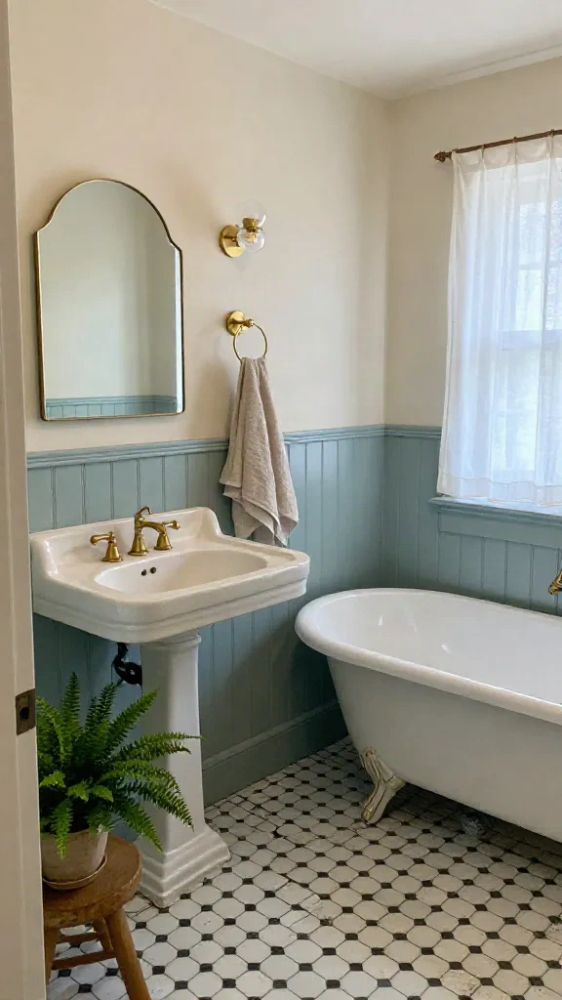 Powder Blue Cottage Bathroom