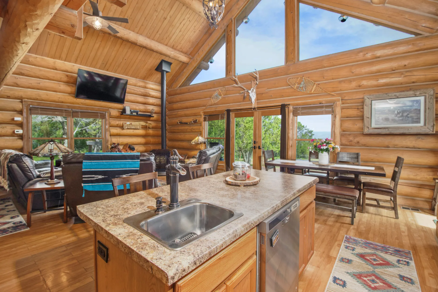 Vaulted Great Room with Exposed Beams