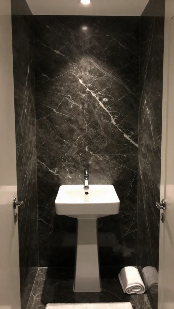 High-Contrast Powder Room Accent Walls