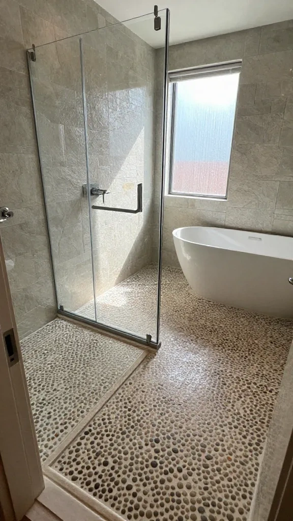Walk-in Showers with Non-Slip Stones