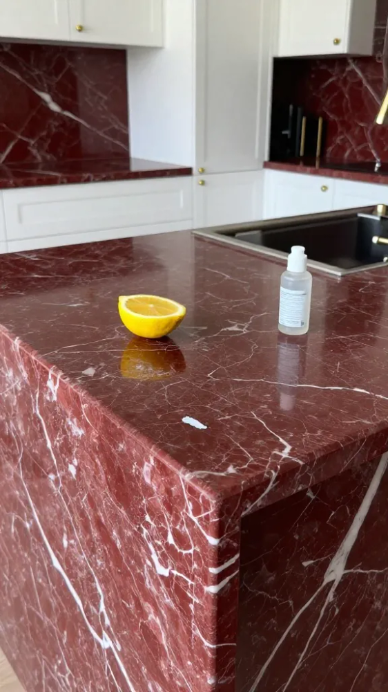 Avoid Acidic Liquids on Dark Red Marble