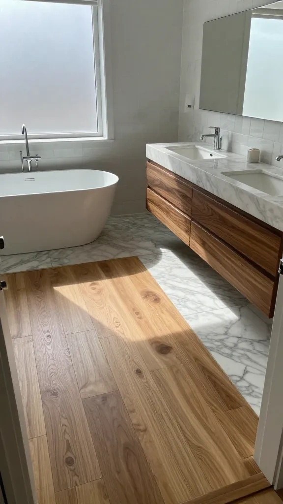 Mixed Material Marble and Wood Floors