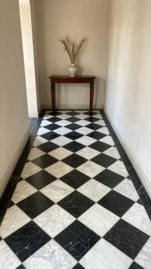 Vintage Checkerboard Marble Hallways
