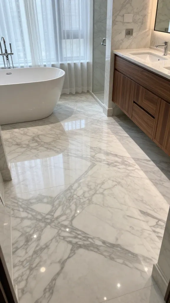 Classic White Marble Bathroom Floors
