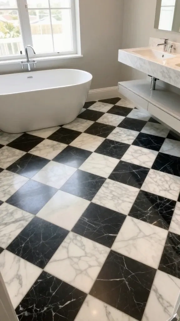 Checkerboard Pattern with Black and White Marble