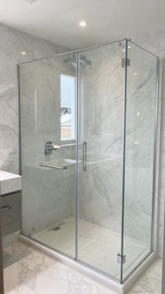 Spa-Like Walk-In Showers with Greece Marble Walls