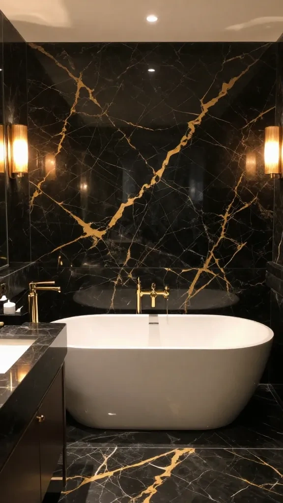 Black Marble with Gold Veining