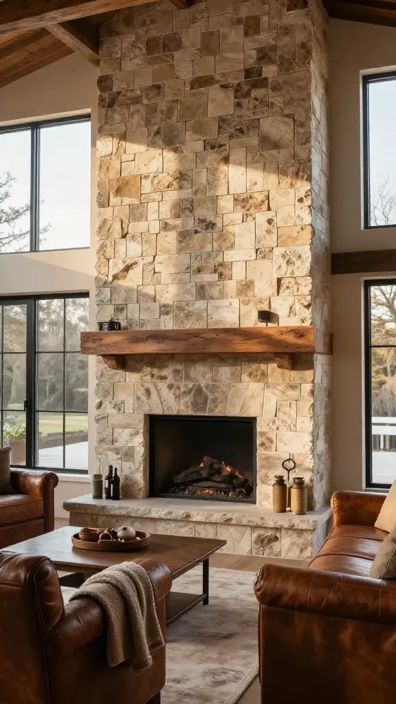 Rustic Fireplace Surrounds with Mini Brick Tiles