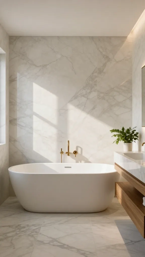 Textured Fluted Marble on the Main Wall