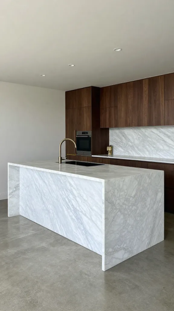 Waterfall Edge Kitchen Island