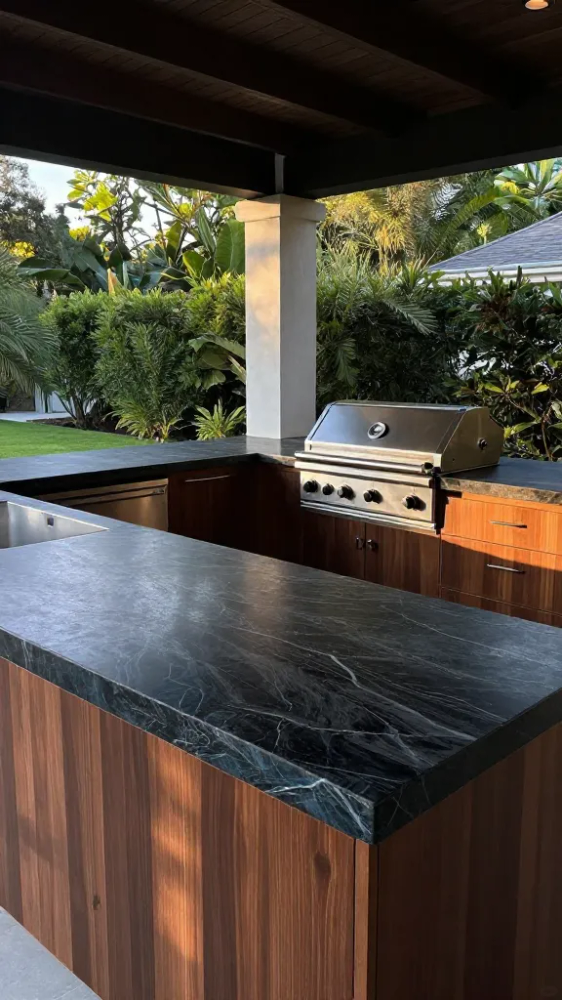 Outdoor Kitchen Counters with Deep Tones
