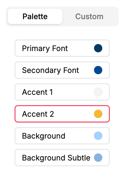 Color Palette in Template Editor