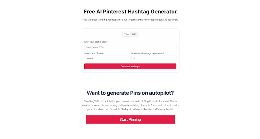 Pinterest Hashtag Generator