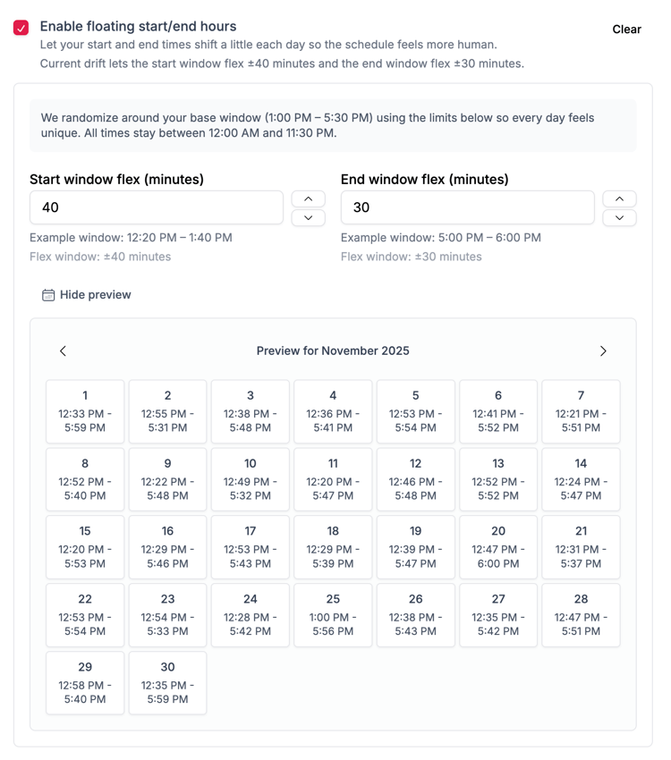 Floating Scheduling Variations