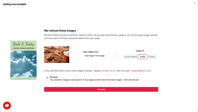 BlogToPin image editing screen